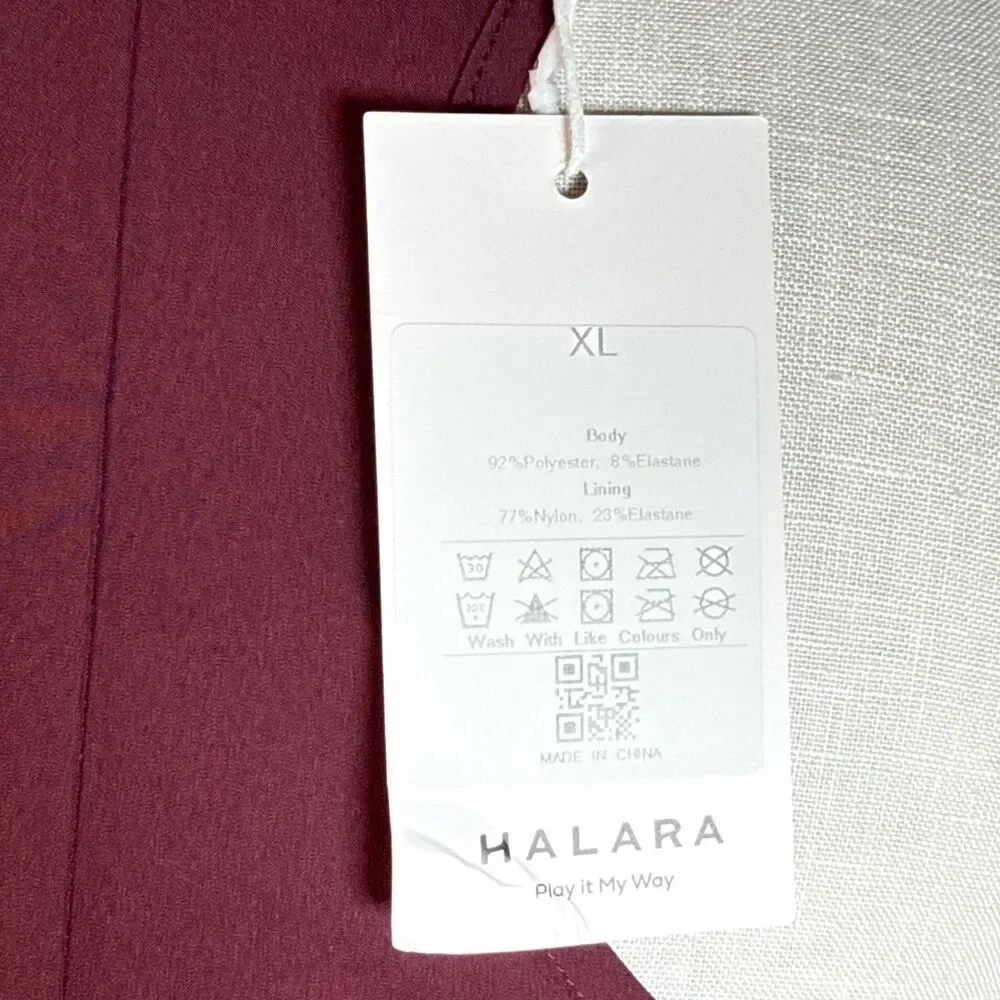 Halara Breezeful Backless Racerback Midi Dress Womens XL Burgundy Quick Dry NWT